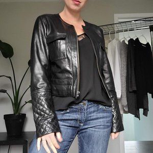 Trouve Leather Jacket with Quilting